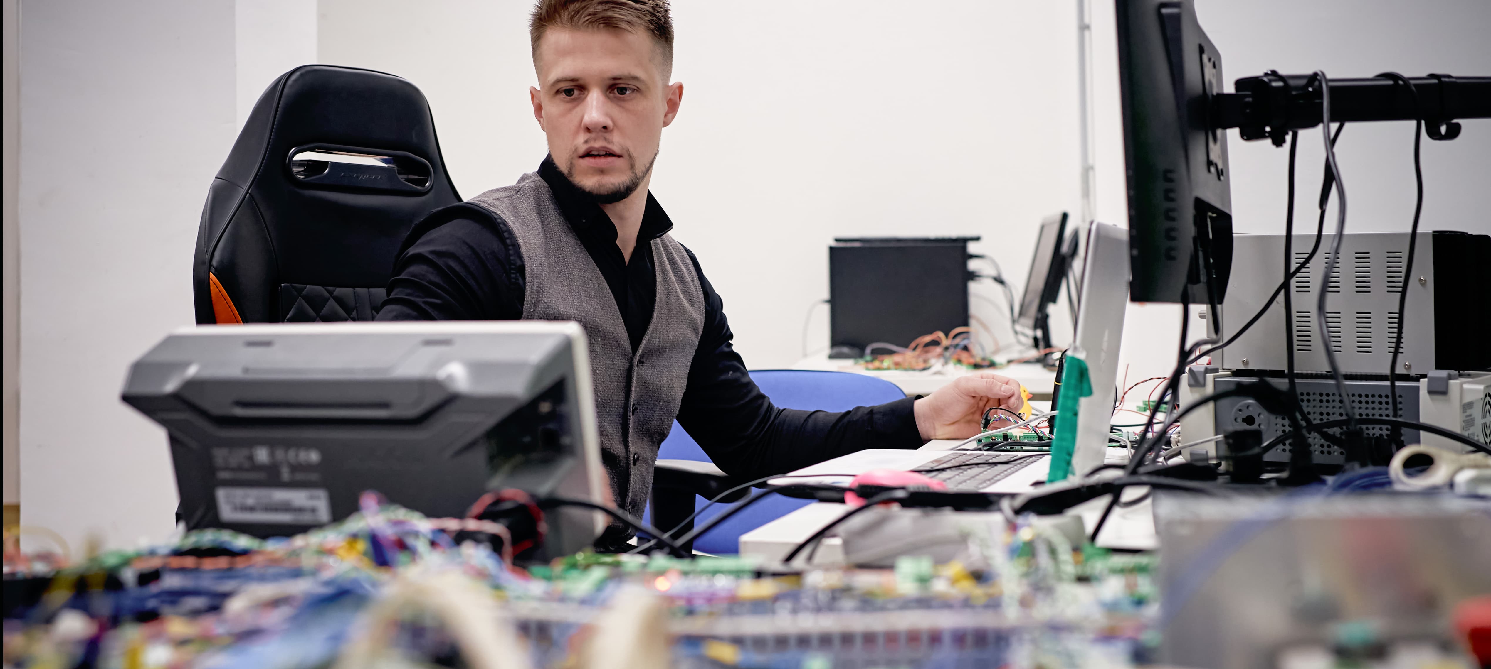 Engineer doing hardware tests